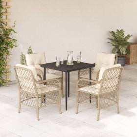 5-teiliges Garten-Esszimmer-Set mit Kissen synthetisches Rattan beige von , Gartensets - Ref: Foro24-3212139, Preis: 638,99 €...