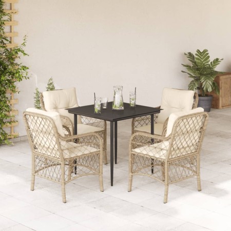 5-teiliges Garten-Esszimmer-Set mit Kissen synthetisches Rattan beige von , Gartensets - Ref: Foro24-3212139, Preis: 636,52 €...