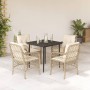 Set comedor de jardín 5 pzas con cojines ratán sintético beige de , Conjuntos de jardín - Ref: Foro24-3212139, Precio: 636,52...