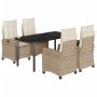 5-teiliges Garten-Esszimmer-Set mit Kissen synthetisches Rattan beige von , Gartensets - Ref: Foro24-3212816, Preis: 674,04 €...