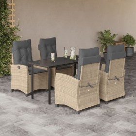 Set comedor de jardín 5 pzas con cojines ratán sintético beige de , Conjuntos de jardín - Ref: Foro24-3212835, Precio: 647,99...