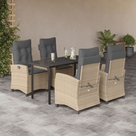 Set comedor de jardín 5 pzas con cojines ratán sintético beige de , Conjuntos de jardín - Ref: Foro24-3212835, Precio: 647,71...