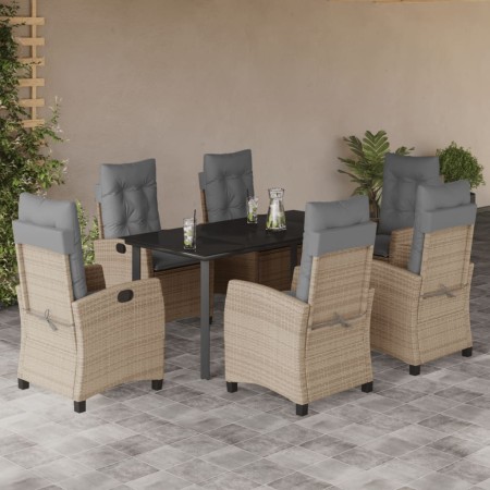 Set comedor de jardín 7 pzas con cojines ratán sintético beige de , Conjuntos de jardín - Ref: Foro24-3212837, Precio: 919,54...