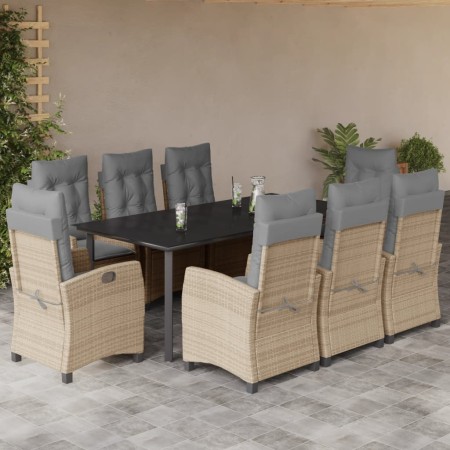 9-teiliges Garten-Esszimmer-Set mit Kissen synthetisches Rattan beige von , Gartensets - Ref: Foro24-3212840, Preis: 1,00 €, ...