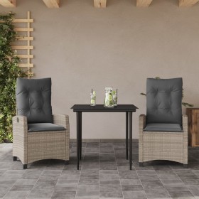 3-piece garden dining set with light gray synthetic rattan cushions by , Garden sets - Ref: Foro24-3212842, Price: 349,99 €, ...