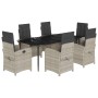 Garden dining set 7 pieces and light gray synthetic rattan cushions by , Garden sets - Ref: Foro24-3212849, Price: 978,99 €, ...