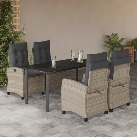 5 Stück Garten Esszimmer Set Kissen synthetisches Rattan hellgrau von , Gartensets - Ref: Foro24-3212856, Preis: 692,99 €, Ra...