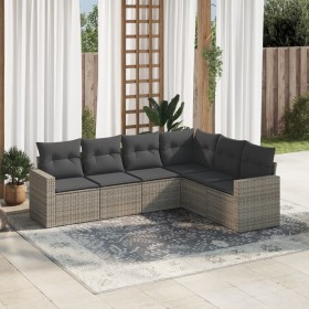 6-piece garden furniture set with gray synthetic rattan cushions by , Modular outdoor sofas - Ref: Foro24-3251347, Price: 470...