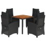 Set de muebles jardín 5 pzas con cojines ratán sintético negro de , Conjuntos de jardín - Ref: Foro24-3212907, Precio: 831,99...