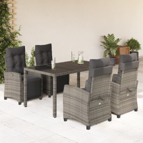 5-teiliges Garten-Esszimmerset mit synthetischen Rattankissen grau von , Gartensets - Ref: Foro24-3212896, Preis: 753,81 €, R...