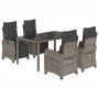 5-piece garden dining set with gray synthetic rattan cushions by , Garden sets - Ref: Foro24-3212896, Price: 753,81 €, Discou...