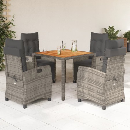 Set comedor de jardín 5 piezas con cojines ratán sintético gris de , Conjuntos de jardín - Ref: Foro24-3212913, Precio: 681,5...