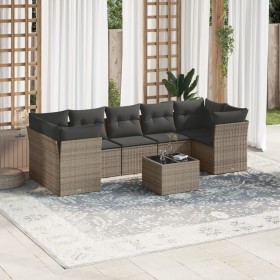 Garden sofa set 8 pieces and gray synthetic rattan cushions by , Garden sets - Ref: Foro24-3249129, Price: 499,99 €, Discount: %