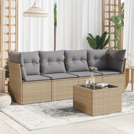 Set Gartensofas mit Kissen 5 Stück synthetisches Rattan beige von , Gartensets - Ref: Foro24-3249078, Preis: 318,75 €, Rabatt: %