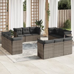 Garden sofa set 12 pieces with gray synthetic rattan cushions by , Garden sets - Ref: Foro24-3249169, Price: 856,05 €, Discou...