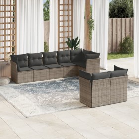 Garden sofa set 8 pieces and gray synthetic rattan cushions by , Garden sets - Ref: Foro24-3249749, Price: 510,99 €, Discount: %