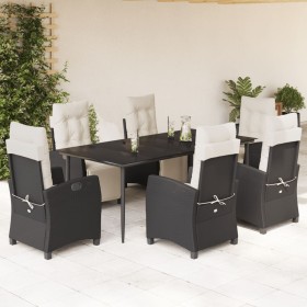 Set de comedor de jardín 7 pzas y cojines ratán sintético negro de , Conjuntos de jardín - Ref: Foro24-3212951, Precio: 1,00 ...