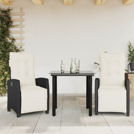 Set comedor de jardín 3 pzas con cojines ratán sintético negro de , Conjuntos de jardín - Ref: Foro24-3212953, Precio: 308,21...