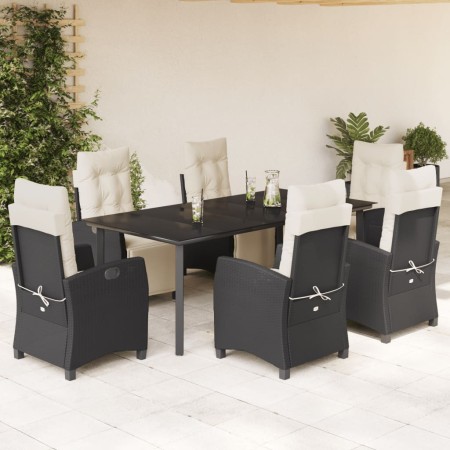 7-teiliges Garten-Esszimmerset und Kissen synthetisches Rattan schwarz von , Gartensets - Ref: Foro24-3212958, Preis: 951,18 ...