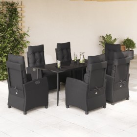 7-teiliges Garten-Esszimmerset und Kissen synthetisches Rattan schwarz von , Gartensets - Ref: Foro24-3212964, Preis: 1,00 €,...