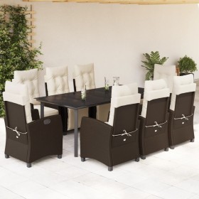 Set comedor para jardín 9 pzas y cojines ratán sintético marrón de , Conjuntos de jardín - Ref: Foro24-3212987, Precio: 1,00 ...