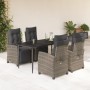 5-piece garden dining set with gray synthetic rattan cushions by , Garden sets - Ref: Foro24-3212991, Price: 784,99 €, Discou...