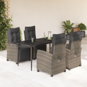 5-piece garden dining set with gray synthetic rattan cushions by , Garden sets - Ref: Foro24-3212991, Price: 750,36 €, Discou...