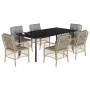 Set comedor de jardín 7 pzas con cojines ratán sintético beige de , Conjuntos de jardín - Ref: Foro24-3212164, Precio: 830,64...