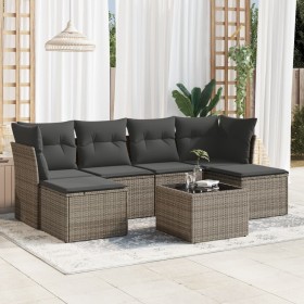 7-piece garden sofa set with gray PE rattan cushions by , Garden sets - Ref: Foro24-3249859, Price: 434,04 €, Discount: %