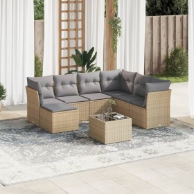 Set Gartensofas mit beigen Kissen 8 Stück PE Rattan von , Gartensets - Ref: Foro24-3249838, Preis: 509,99 €, Rabatt: %