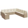 Set de sofás de jardín 11pzas con cojines ratán sintético beige de , Sofás modulares de exterior - Ref: Foro24-3251525, Preci...