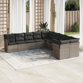 Set de sofás de jardín 10 pzas con cojines ratán sintético gris de , Conjuntos de jardín - Ref: Foro24-3250079, Precio: 610,4...