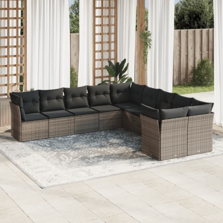 Garden sofa set 10 pieces with gray synthetic rattan cushions by , Garden sets - Ref: Foro24-3250079, Price: 610,41 €, Discou...