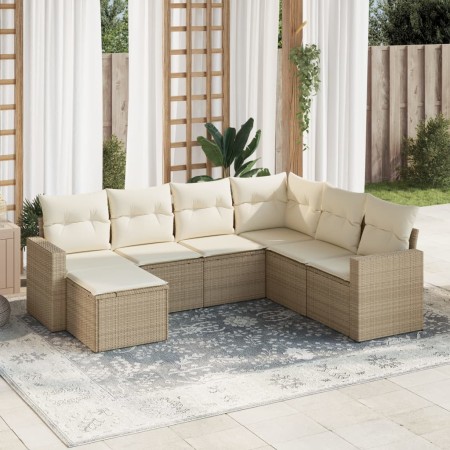 7-piece garden sofa set and beige synthetic rattan cushions by , Modular outdoor sofas - Ref: Foro24-3251635, Price: 552,30 €...