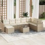 Set de sofás de jardín 9 pzas con cojines ratán sintético beige de , Sofás modulares de exterior - Ref: Foro24-3251705, Preci...