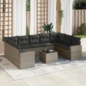 Garden sofa set 10 pieces with gray synthetic rattan cushions by , Modular outdoor sofas - Ref: Foro24-3251747, Price: 700,35...