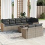 9-teiliges Gartenmöbel-Set und graue synthetische Rattankissen von , Modulare Sofas für den Außenbereich - Ref: Foro24-325156...