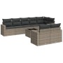 9-teiliges Gartenmöbel-Set und graue synthetische Rattankissen von , Modulare Sofas für den Außenbereich - Ref: Foro24-325156...