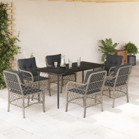 Set comedor jardín 7 pzas y cojines ratán sintético gris claro de , Conjuntos de jardín - Ref: Foro24-3212170, Precio: 700,46...