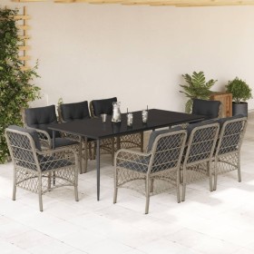 Garten Esszimmer Set 9-tlg Kissen synthetisches Rattan hellgrau von , Gartensets - Ref: Foro24-3212172, Preis: 938,90 €, Raba...