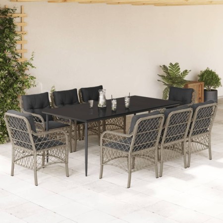 Garden dining set 9 pieces with light gray synthetic rattan cushions by , Garden sets - Ref: Foro24-3212172, Price: 938,90 €,...