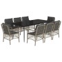 Garden dining set 9 pieces with light gray synthetic rattan cushions by , Garden sets - Ref: Foro24-3212172, Price: 938,90 €,...