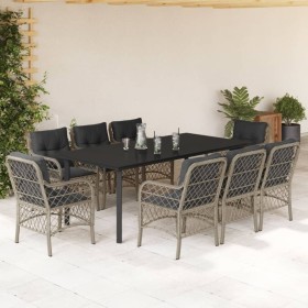 Garden dining set 9 pieces with light gray synthetic rattan cushions by , Garden sets - Ref: Foro24-3212179, Price: 954,99 €,...