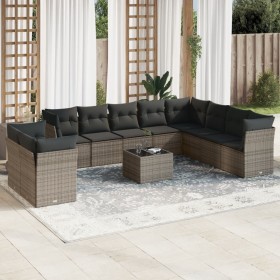 Garden sofa set 11 pieces and gray synthetic rattan cushions by , Garden sets - Ref: Foro24-3249709, Price: 679,90 €, Discoun...