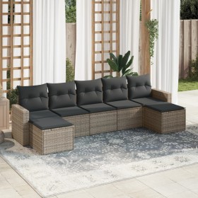 Set de sofás de jardín 7 piezas con cojines ratán PE gris de , Sofás modulares de exterior - Ref: Foro24-3251677, Precio: 465...