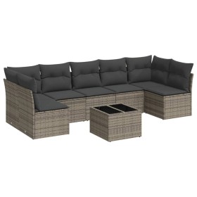 Garden sofa set 8 pieces and gray synthetic rattan cushions by , Garden sets - Ref: Foro24-3249279, Price: 477,48 €, Discount: %