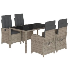 Set comedor de jardín 5 piezas con cojines ratán sintético gris de , Conjuntos de jardín - Ref: Foro24-3212215, Precio: 811,5...