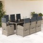 Garden dining set 9 pieces and gray synthetic rattan cushions by , Garden sets - Ref: Foro24-3212220, Price: 1,00 €, Discount: %