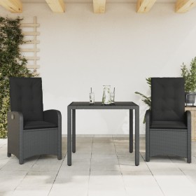 3-teiliges Garten-Esszimmer-Set mit Kissen synthetisches Rattan schwarz von , Gartensets - Ref: Foro24-3212203, Preis: 350,60...