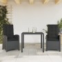 Set comedor de jardín 3 pzas con cojines ratán sintético negro de , Conjuntos de jardín - Ref: Foro24-3212203, Precio: 350,60...